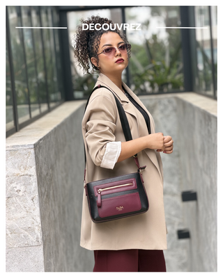 Sac pour femme brun de Olga, en cuir avec bandoulière réglable