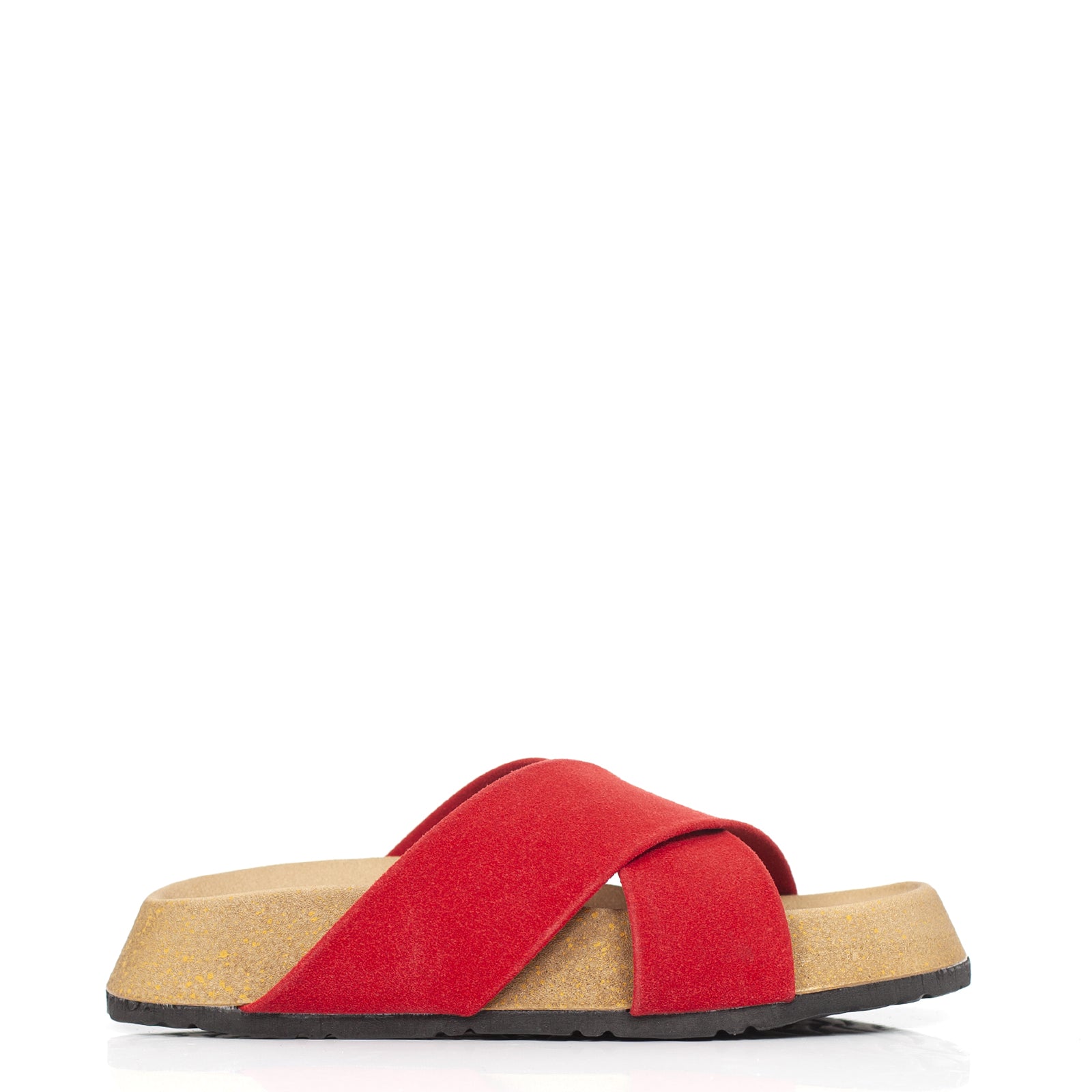 Sandale plat confortable rouge